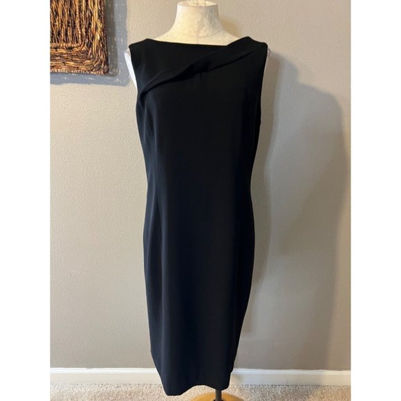 Talbots Sheath Dress 16 Black Crepe Sleeveless Career Church New $159 - Picture 3 of 11